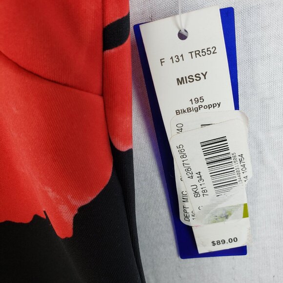 NWT Peter Nygard Sheath Dress Poppy Floral Print Sleeveless Black Red size 14 - Picture 4 of 10